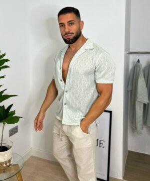 CAMISA DE PUNTO VERDE AGUA MARINA