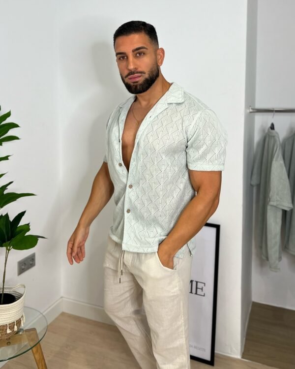 CAMISA DE PUNTO VERDE AGUA MARINA