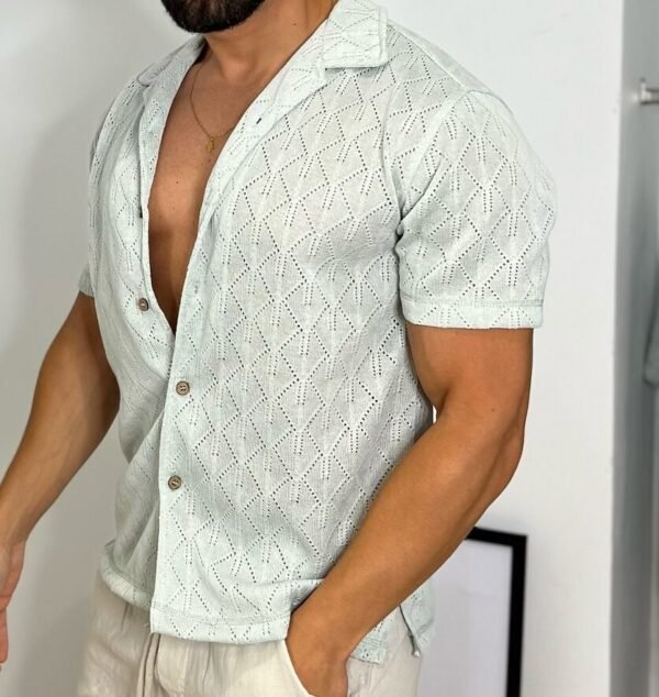 CAMISA DE PUNTO VERDE AGUA MARINA - Imagen 2